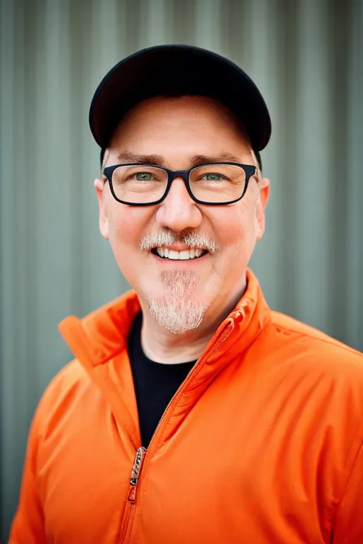 Shawn Hesketh, Certified Executive MCode Coach, smiles in a photo. He's wearing a black baseball cap, glasses, and sporting an orange athletic jacket over a black tee.